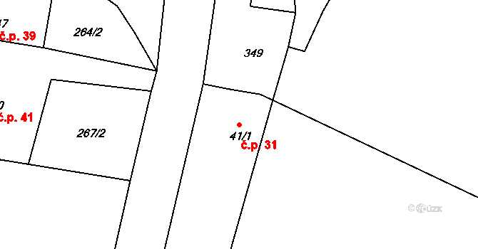 Vrbka 31, Kozlov na parcele st. 41/1 v KÚ Vrbka u Ledče nad Sázavou, Katastrální mapa
