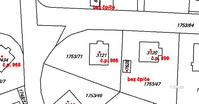 Havlíčkův Brod 966 na parcele st. 3121 v KÚ Havlíčkův Brod, Katastrální mapa