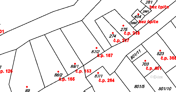 Vrbice 167 na parcele st. 87/2 v KÚ Vrbice u Velkých Pavlovic, Katastrální mapa