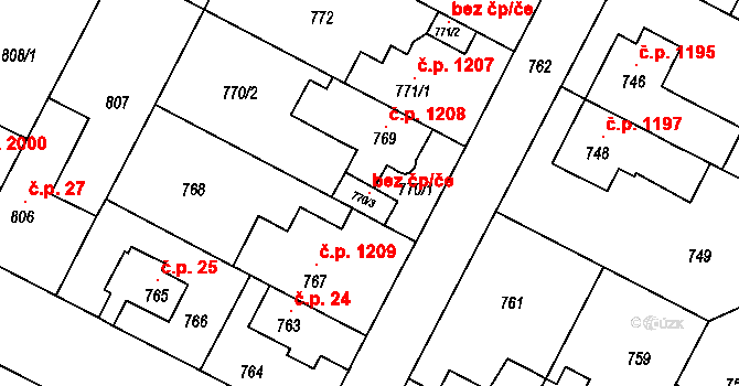 Brno 103380973 na parcele st. 770/3 v KÚ Černá Pole, Katastrální mapa