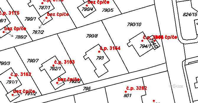 Mšeno nad Nisou 3164, Jablonec nad Nisou na parcele st. 793 v KÚ Mšeno nad Nisou, Katastrální mapa
