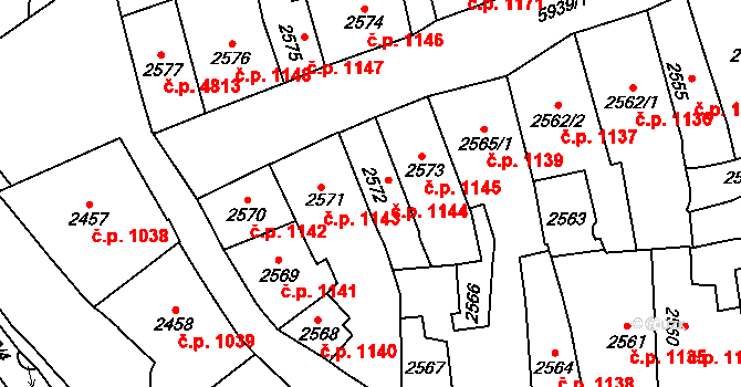 Jihlava 1144 na parcele st. 2572 v KÚ Jihlava, Katastrální mapa