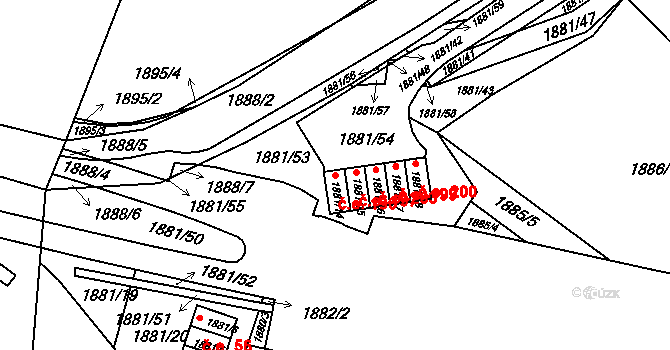 Hrušovany u Brna 196 na parcele st. 1881/14 v KÚ Hrušovany u Brna, Katastrální mapa