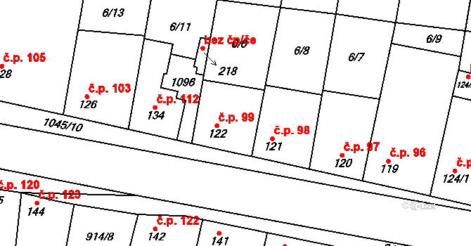 Libovice 99 na parcele st. 122 v KÚ Libovice u Slaného, Katastrální mapa