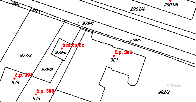 Pod Cvilínem 396, Krnov na parcele st. 981 v KÚ Opavské Předměstí, Katastrální mapa
