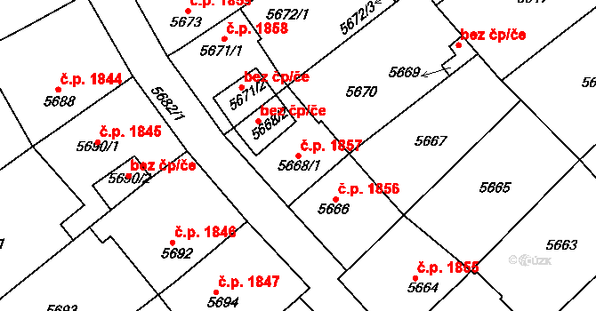 Kročehlavy 1857, Kladno na parcele st. 5668/1 v KÚ Kročehlavy, Katastrální mapa