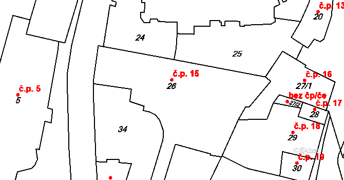 Mikulov 15 na parcele st. 26 v KÚ Mikulov na Moravě, Katastrální mapa