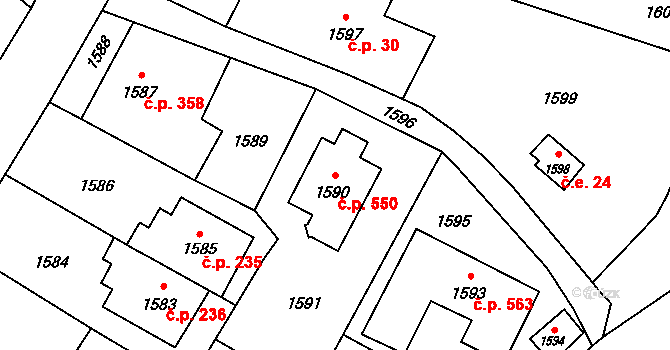 Palkovice 550 na parcele st. 1590 v KÚ Palkovice, Katastrální mapa