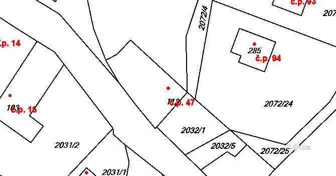 Zvíkov 47 na parcele st. 113 v KÚ Zvíkov u Lišova, Katastrální mapa