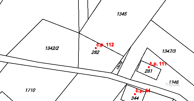 Valy 112, Krompach na parcele st. 282 v KÚ Krompach, Katastrální mapa
