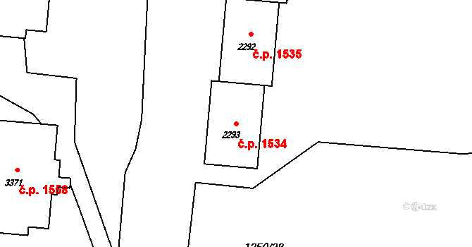 Rožnov pod Radhoštěm 1534 na parcele st. 2293 v KÚ Rožnov pod Radhoštěm, Katastrální mapa