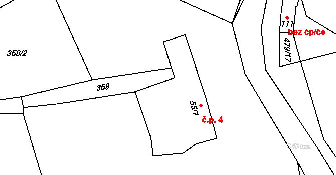 Vidoň 4, Tetín na parcele st. 55/1 v KÚ Tetín, Katastrální mapa