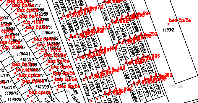 Bechyně 388 na parcele st. 1193/23 v KÚ Bechyně, Katastrální mapa