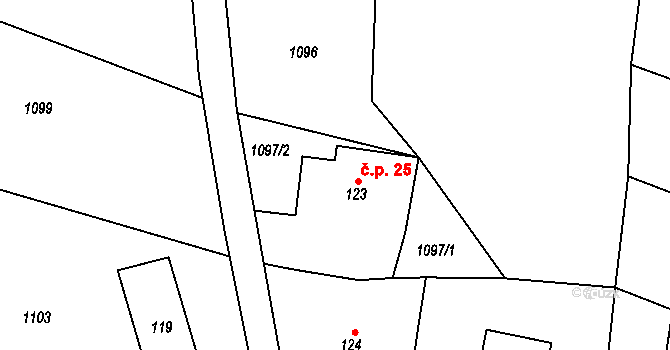 Koburk 25, Výprachtice na parcele st. 123 v KÚ Koburk, Katastrální mapa