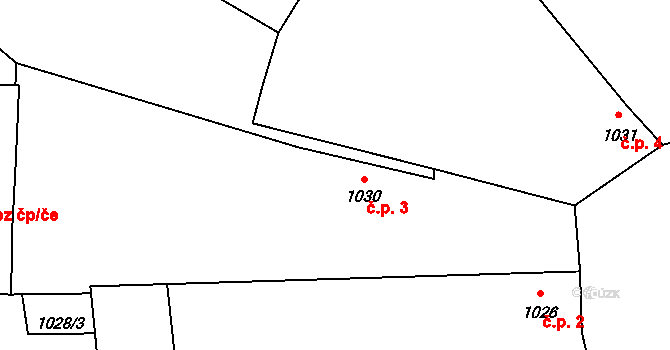 Chlumec 3, Olešník na parcele st. 1030 v KÚ Olešník, Katastrální mapa