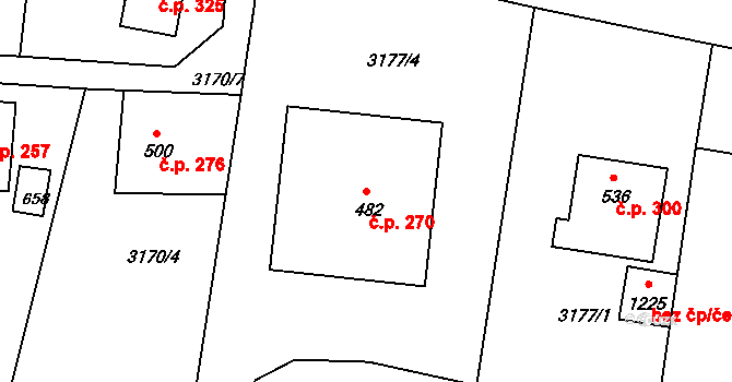 Jílové 270 na parcele st. 482 v KÚ Jílové u Děčína, Katastrální mapa