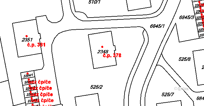 Klatovy IV 378, Klatovy na parcele st. 2348 v KÚ Klatovy, Katastrální mapa