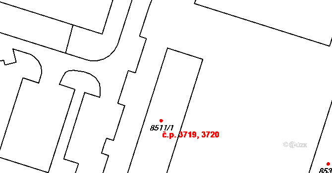 Hodonín 3719,3720 na parcele st. 8511/1 v KÚ Hodonín, Katastrální mapa