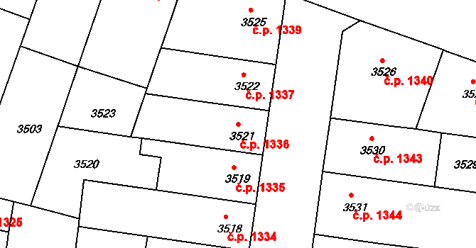 České Budějovice 3 1336, České Budějovice na parcele st. 3521 v KÚ České Budějovice 3, Katastrální mapa