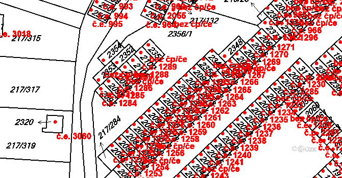 Sezimovo Ústí 1280 na parcele st. 2093 v KÚ Sezimovo Ústí, Katastrální mapa