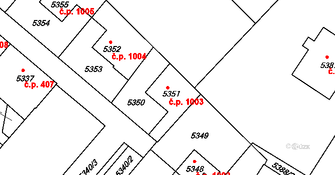 Liberec I-Staré Město 1003, Liberec na parcele st. 5351 v KÚ Liberec, Katastrální mapa