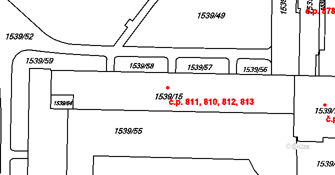 Ráj 810,811,812,813, Karviná na parcele st. 1539/15 v KÚ Karviná-město, Katastrální mapa