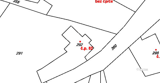 Plinkout 52, Dlouhá Loučka na parcele st. 292 v KÚ Plinkout, Katastrální mapa
