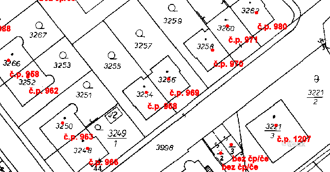 Poděbrady III 969, Poděbrady na parcele st. 3256 v KÚ Poděbrady, Katastrální mapa