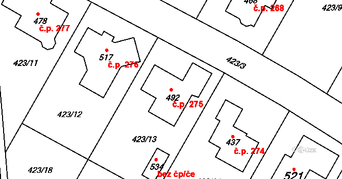 Luby 275, Klatovy na parcele st. 492 v KÚ Luby, Katastrální mapa