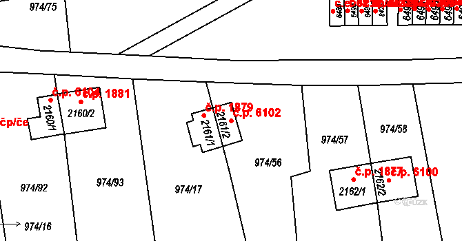 Zlín 6102 na parcele st. 2161/2 v KÚ Zlín, Katastrální mapa