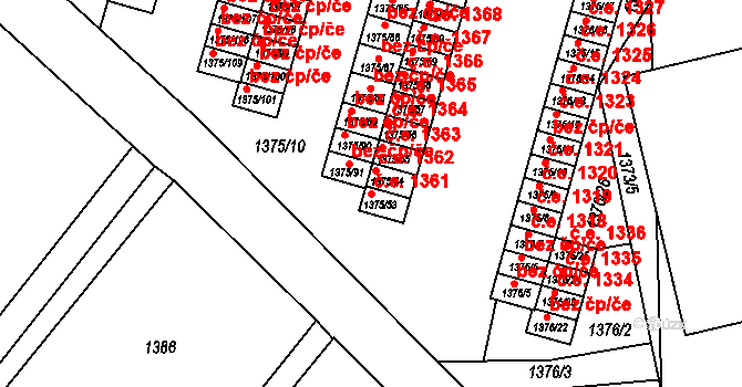 Kopřivnice 1361 na parcele st. 1375/53 v KÚ Kopřivnice, Katastrální mapa