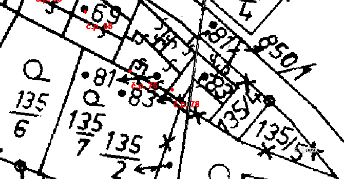 Heřmaň 78 na parcele st. 83 v KÚ Heřmaň, Katastrální mapa