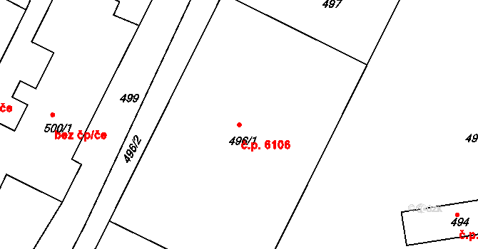 Poruba 6106, Ostrava na parcele st. 496/1 v KÚ Poruba, Katastrální mapa