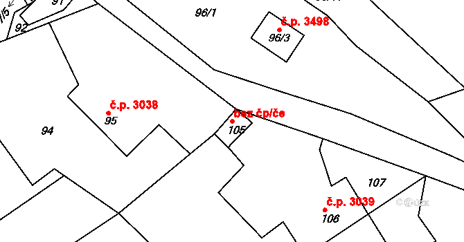 Ústí nad Labem 38818973 na parcele st. 105 v KÚ Dobětice, Katastrální mapa