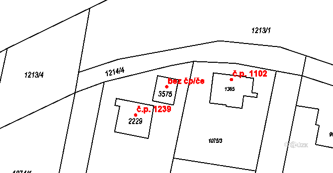 Rožnov pod Radhoštěm 39547973 na parcele st. 3575 v KÚ Rožnov pod Radhoštěm, Katastrální mapa