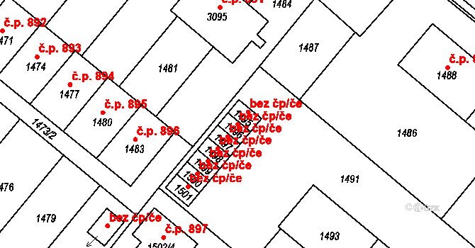 Jemnice 40165973 na parcele st. 1496 v KÚ Jemnice, Katastrální mapa