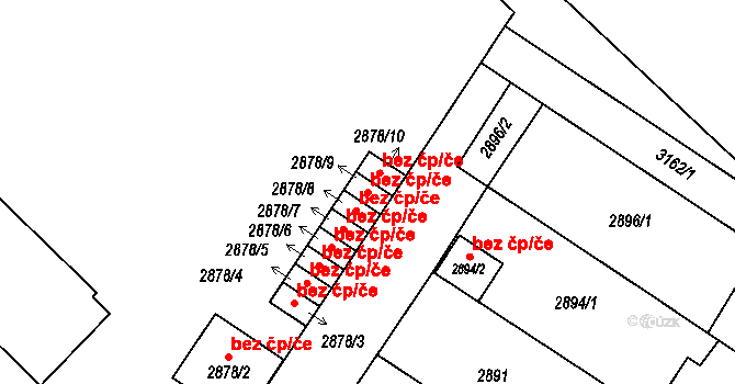 Plzeň 41629973 na parcele st. 2878/9 v KÚ Bolevec, Katastrální mapa