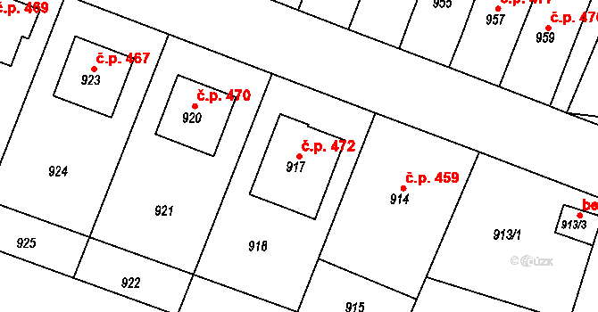 Želechovice nad Dřevnicí 472 na parcele st. 917 v KÚ Želechovice nad Dřevnicí, Katastrální mapa