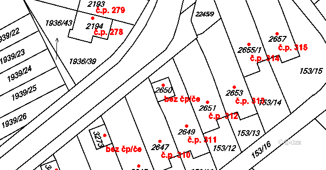 Litomyšl 41739973 na parcele st. 2650 v KÚ Litomyšl, Katastrální mapa