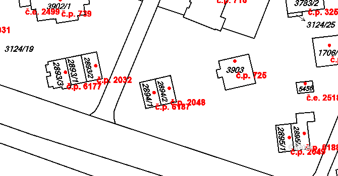 Zlín 2048 na parcele st. 2894/2 v KÚ Zlín, Katastrální mapa
