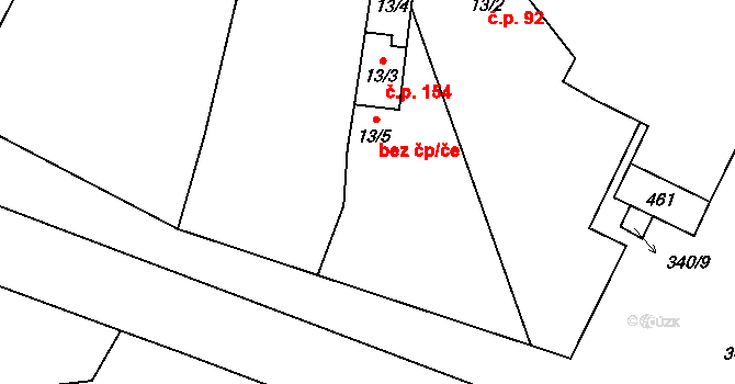 Bříza 43278973 na parcele st. 13/5 v KÚ Bříza, Katastrální mapa