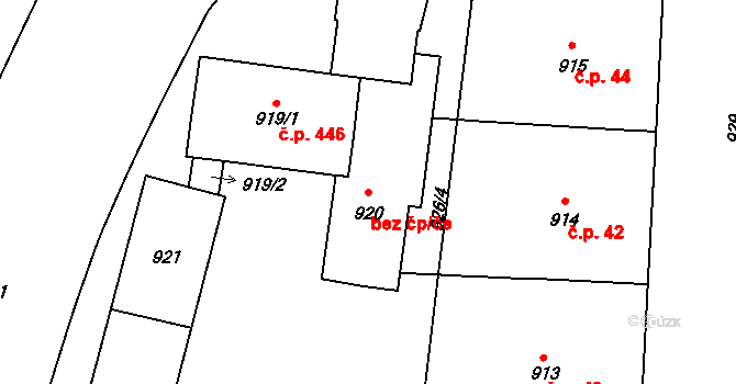 Brno 48353973 na parcele st. 920 v KÚ Veveří, Katastrální mapa