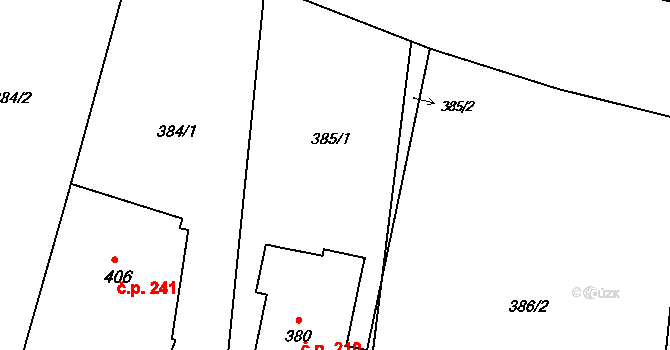 Kroměříž 48538973 na parcele st. 385/1 v KÚ Trávník, Katastrální mapa