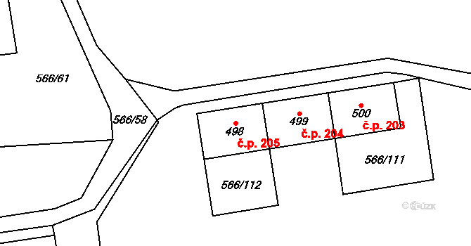 Hamr 205, Litvínov na parcele st. 498 v KÚ Hamr u Litvínova, Katastrální mapa