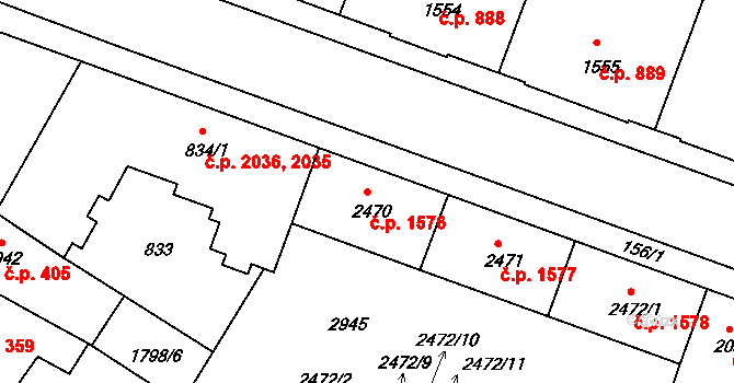 Budějovické Předměstí 1576, Písek na parcele st. 2470 v KÚ Písek, Katastrální mapa