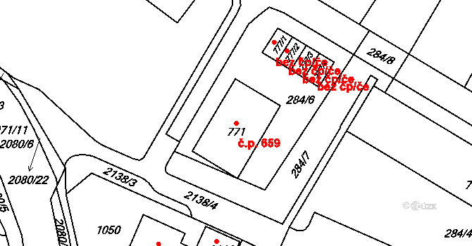 Králíky 659 na parcele st. 771 v KÚ Králíky, Katastrální mapa