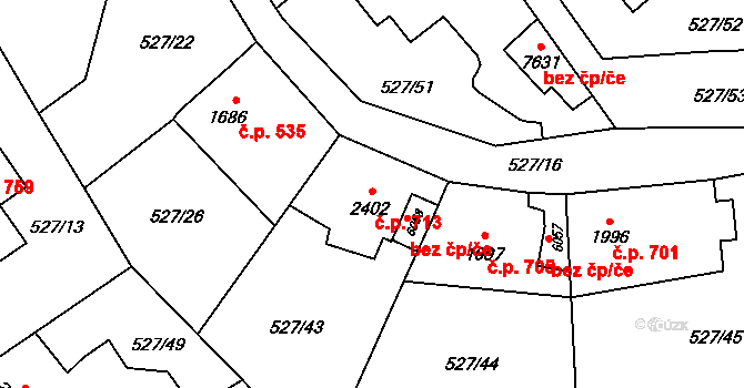 Beroun-Závodí 713, Beroun na parcele st. 2402 v KÚ Beroun, Katastrální mapa