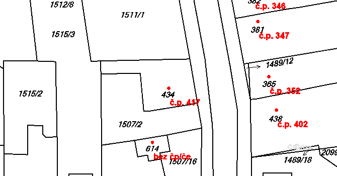 Sezemice 417 na parcele st. 434 v KÚ Sezemice nad Loučnou, Katastrální mapa