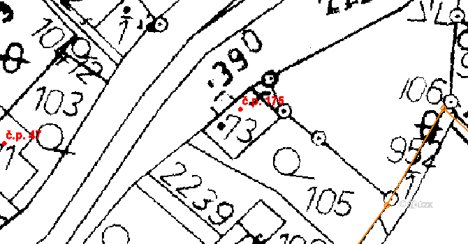 Merboltice 175 na parcele st. 73 v KÚ Merboltice, Katastrální mapa