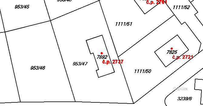 Cheb 2737 na parcele st. 7892 v KÚ Cheb, Katastrální mapa